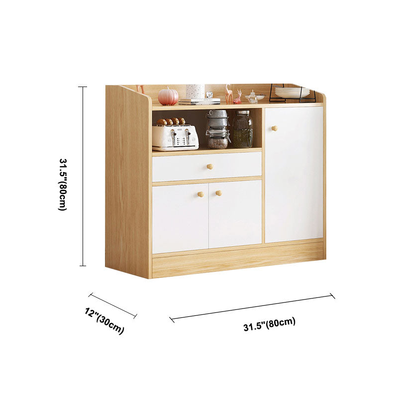 Modern Style Sideboard Wooden Dining Server with Drawers and Doors