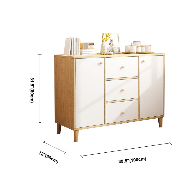 Modern Style Sideboard Wooden Dining Server with Drawers and Doors