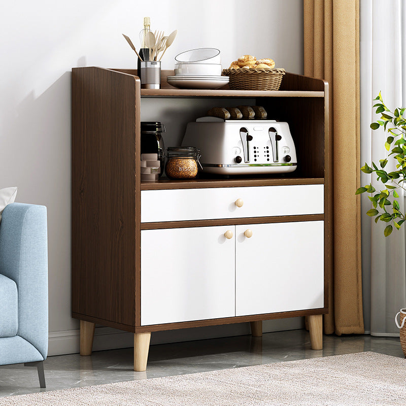 Modern Style Sideboard White Wooden Dining Server with Drawers and Doors