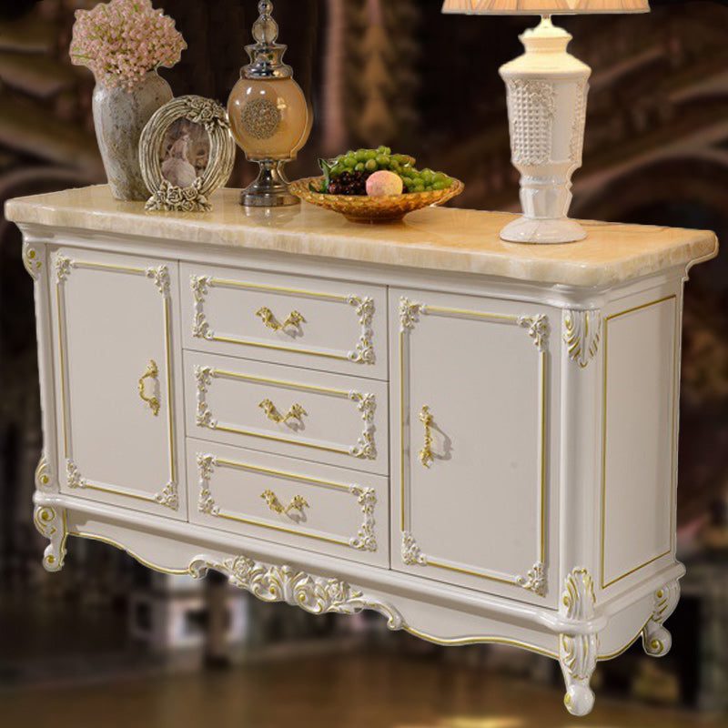 Glam Sideboard in White Rubber Wood with 2-doorfor Living Room