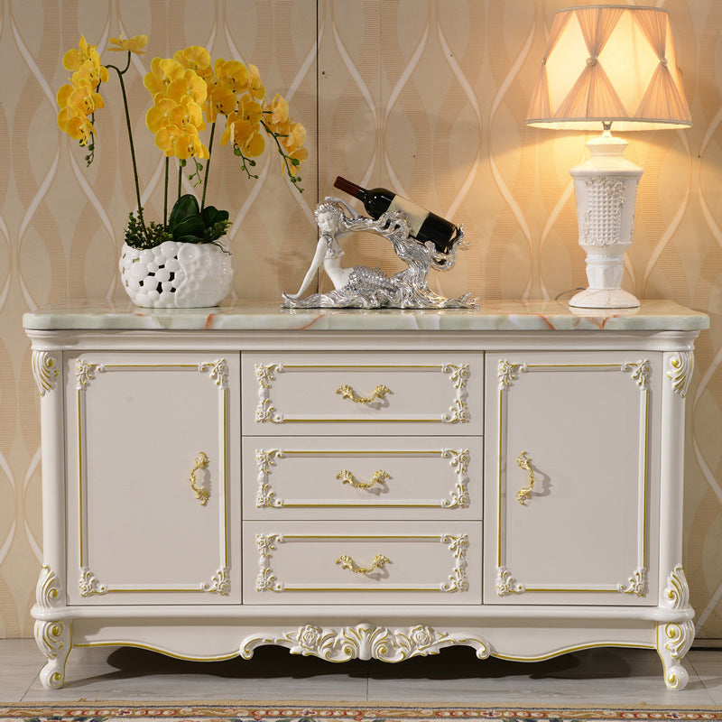 Glam Sideboard in White Rubber Wood with 2-doorfor Living Room