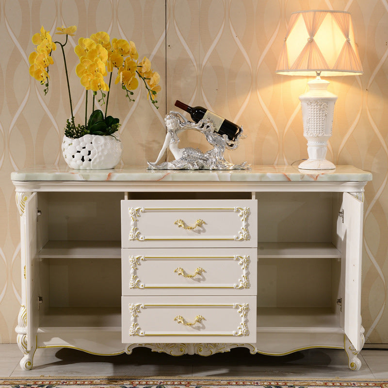 Glam Sideboard in White Rubber Wood with 2-doorfor Living Room