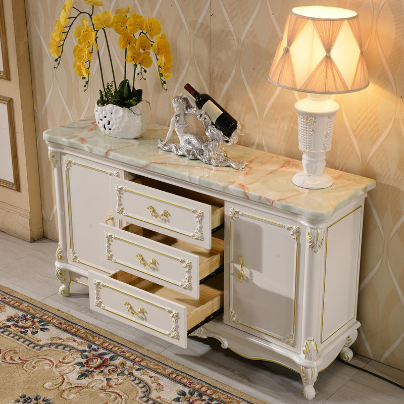 Glam Sideboard in White Rubber Wood with 2-doorfor Living Room