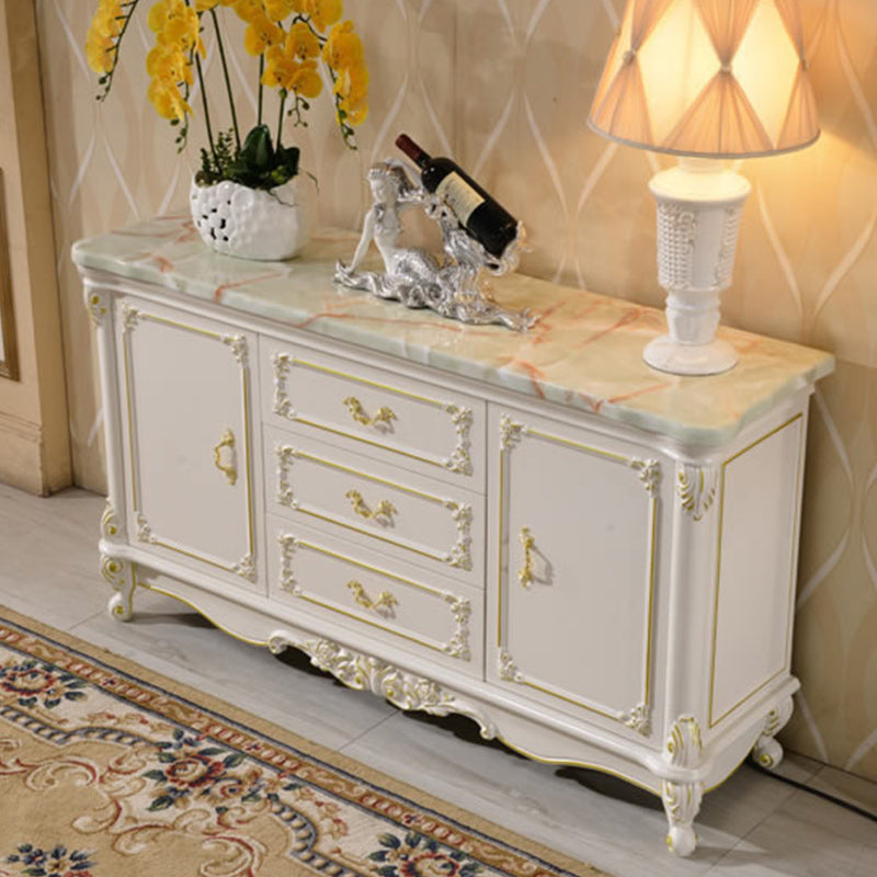 Glam Sideboard in White Rubber Wood with 2-doorfor Living Room