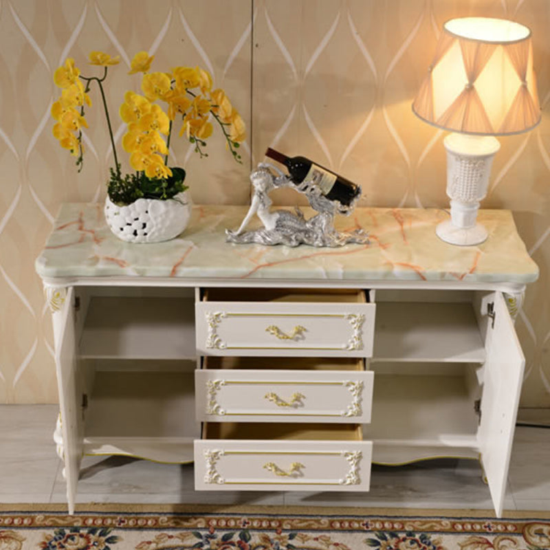 Glam Sideboard in White Rubber Wood with 2-doorfor Living Room