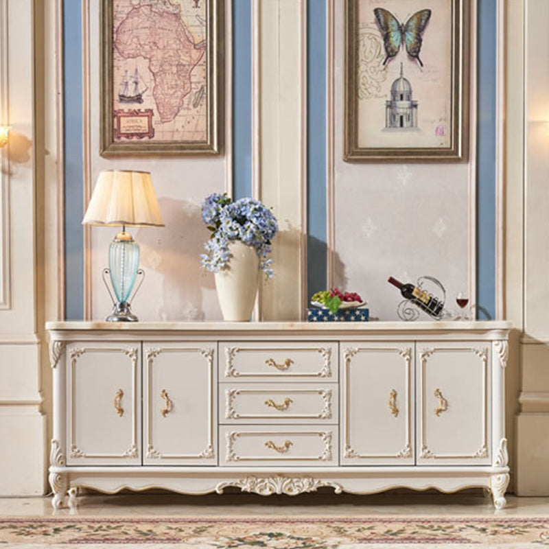 Glam Sideboard in White Rubber Wood with 2-doorfor Living Room