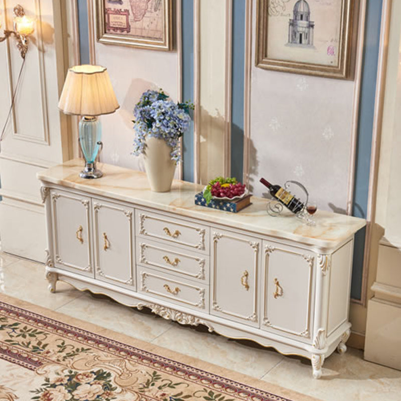 Glam Sideboard in White Rubber Wood with 2-doorfor Living Room