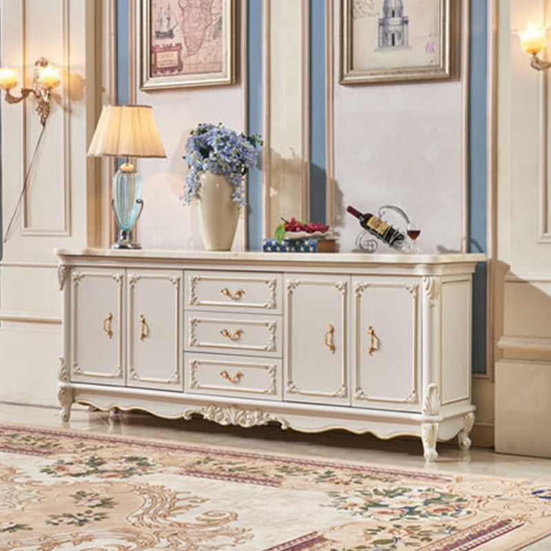 Glam Sideboard in White Rubber Wood with 2-doorfor Living Room