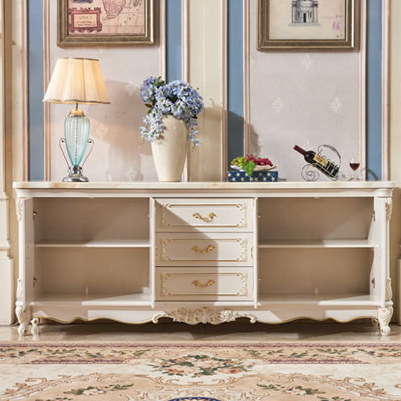 Glam Sideboard in White Rubber Wood with 2-doorfor Living Room