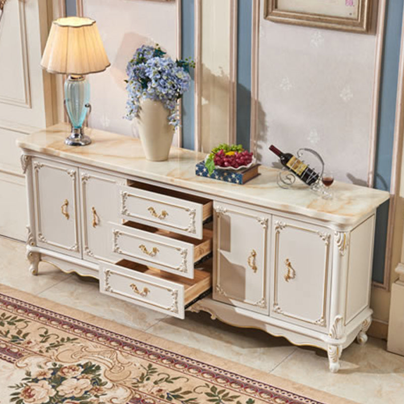 Glam Sideboard in White Rubber Wood with 2-doorfor Living Room