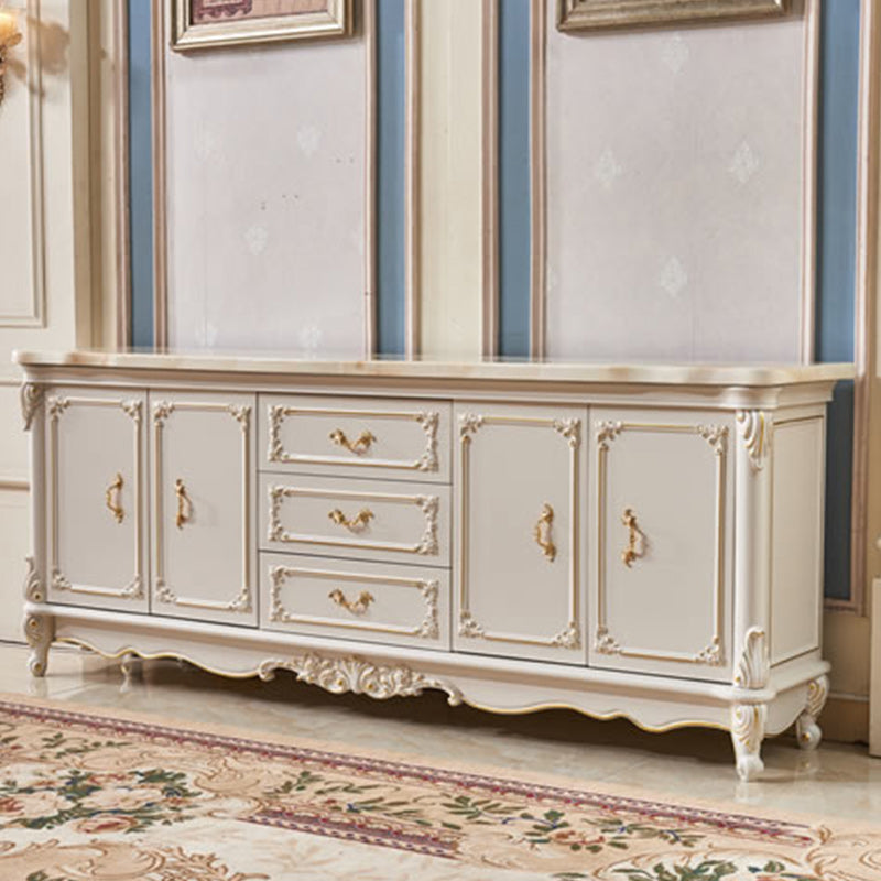 Glam Sideboard in White Rubber Wood with 2-doorfor Living Room