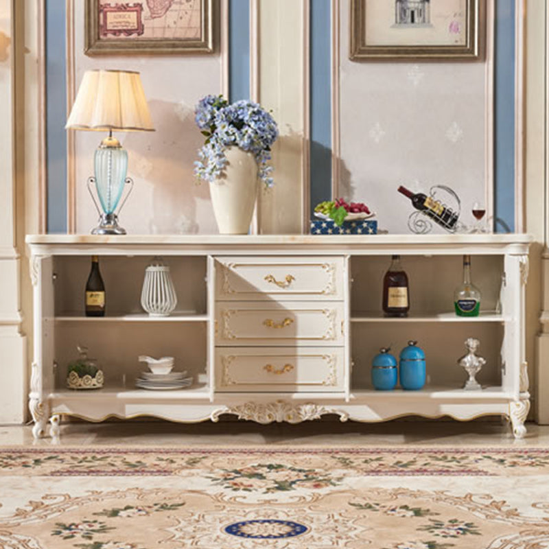 Glam Sideboard in White Rubber Wood with 2-doorfor Living Room