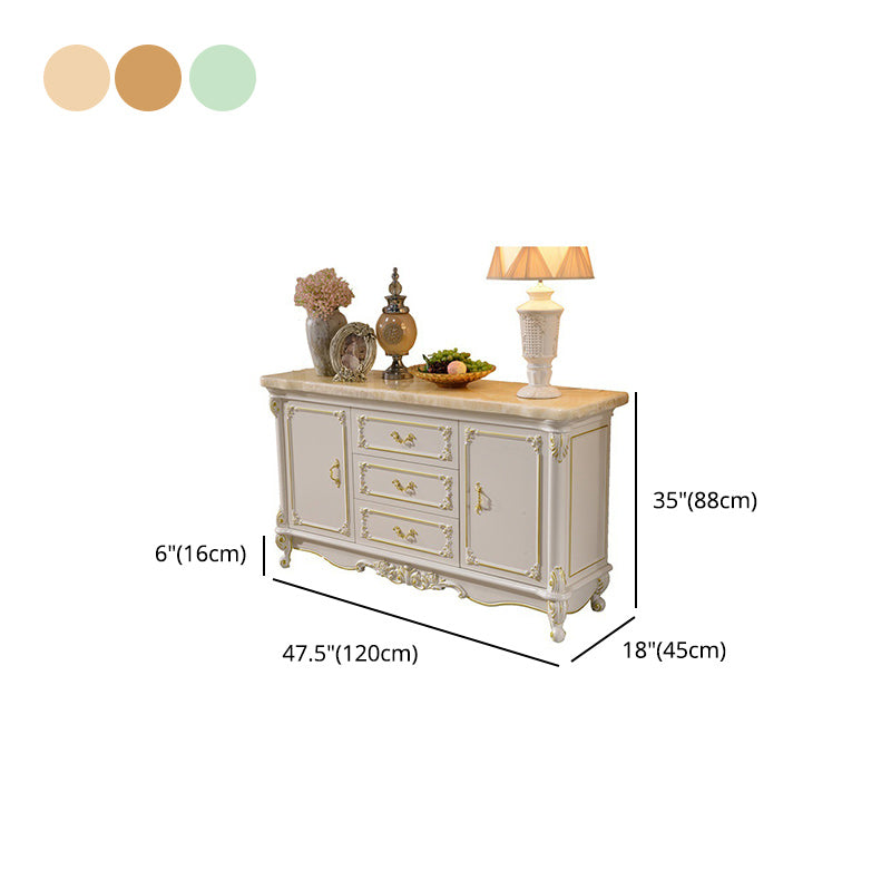 Glam Sideboard in White Rubber Wood with 2-doorfor Living Room