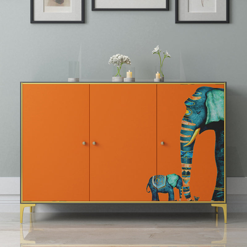 Modern Engineered Wood Sideboard Orange Cabinets Dining Server for Dining Room