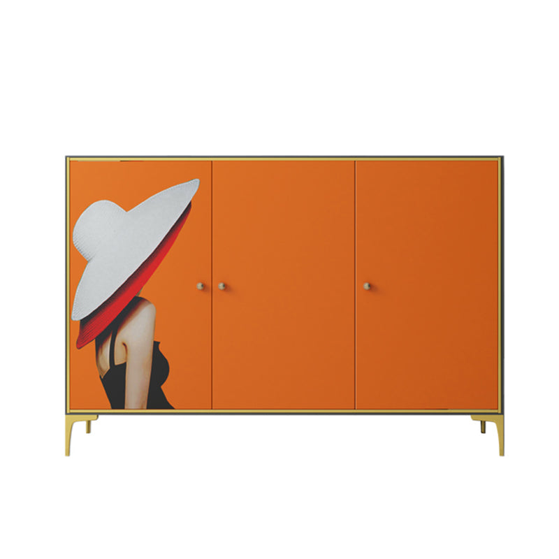 Modern Engineered Wood Sideboard Orange Cabinets Dining Server for Dining Room