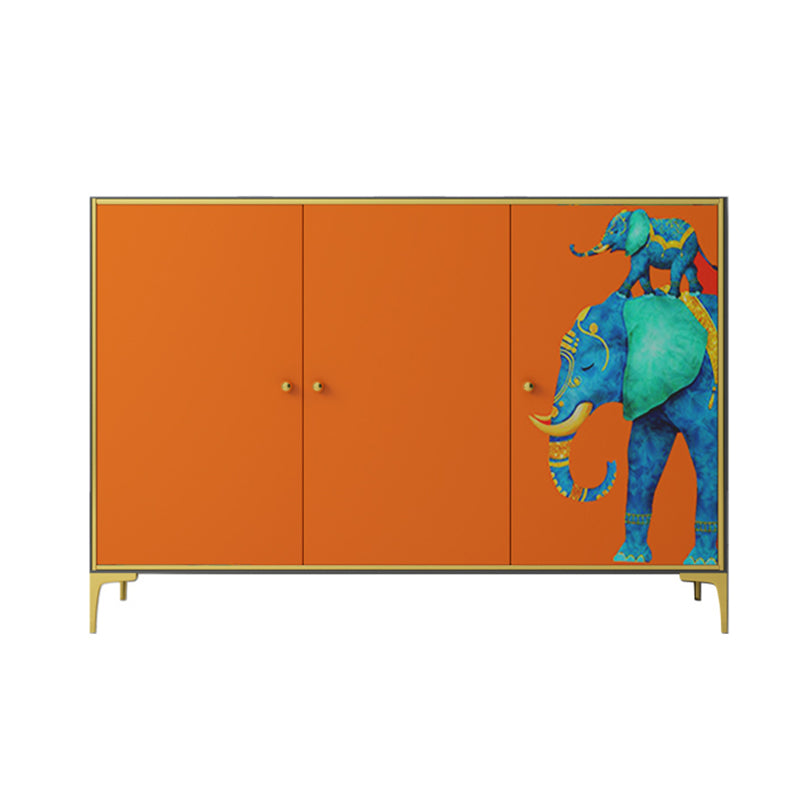 Modern Engineered Wood Sideboard Orange Cabinets Dining Server for Dining Room