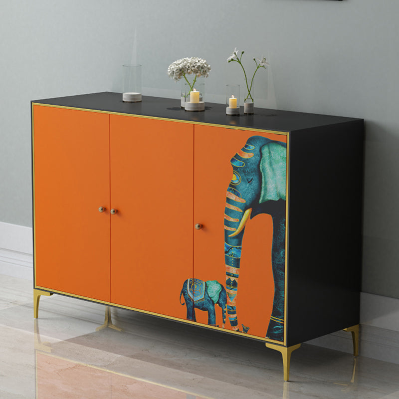 Modern Engineered Wood Sideboard Orange Cabinets Dining Server for Dining Room