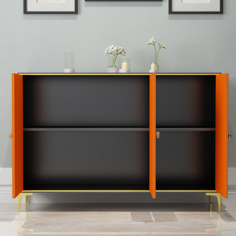 Modern Engineered Wood Sideboard Orange Cabinets Dining Server for Dining Room