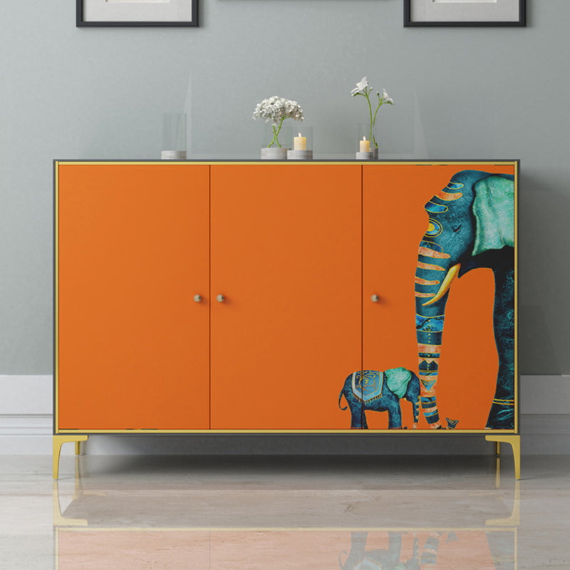 Modern Engineered Wood Sideboard Orange Cabinets Dining Server for Dining Room