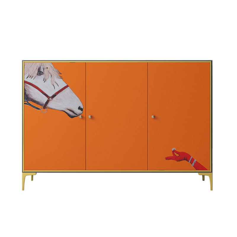 Modern Engineered Wood Sideboard Orange Cabinets Dining Server for Dining Room