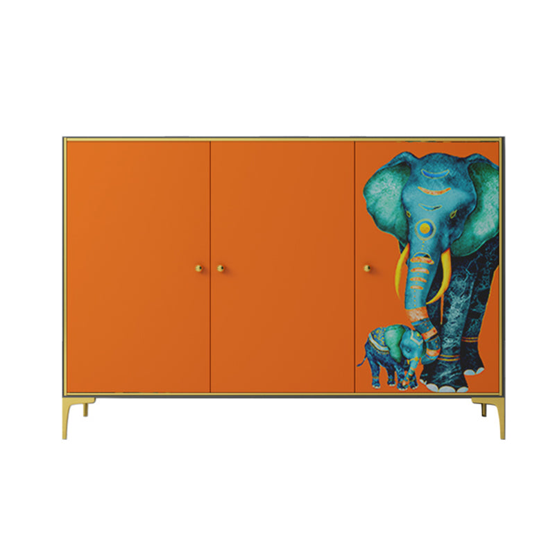 Modern Engineered Wood Sideboard Orange Cabinets Dining Server for Dining Room