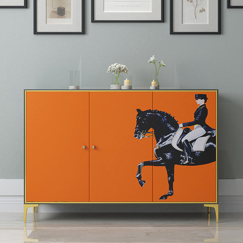 Modern Engineered Wood Sideboard Orange Cabinets Dining Server for Dining Room