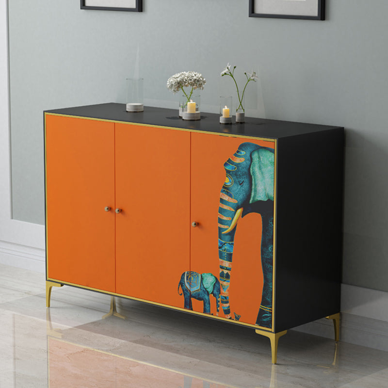 Modern Engineered Wood Sideboard Orange Cabinets Dining Server for Dining Room