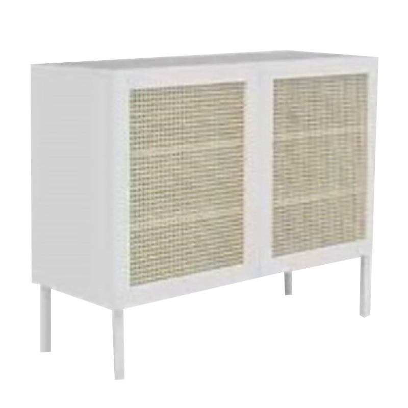 Rattan Pine Living Room Sideboard Cabinet Modern Server Cabinet with Storage