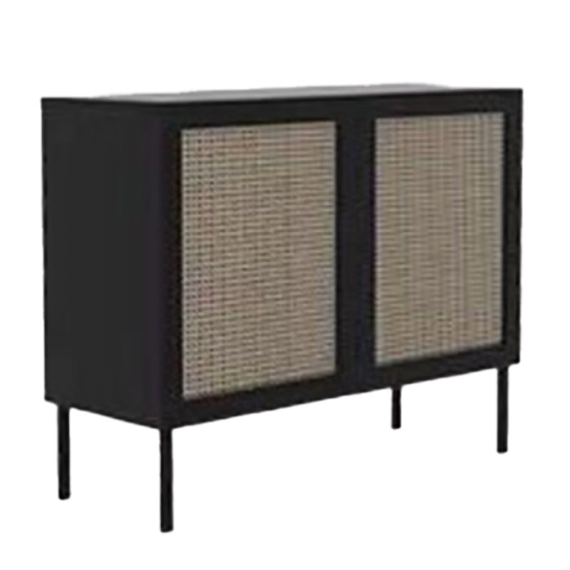 Rattan Pine Living Room Sideboard Cabinet Modern Server Cabinet with Storage