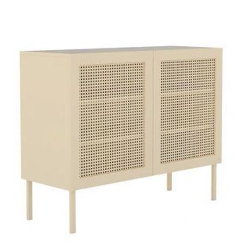 Rattan Pine Living Room Sideboard Cabinet Modern Server Cabinet with Storage