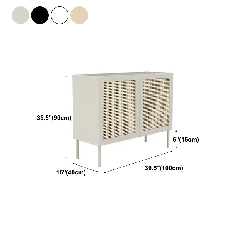 Rattan Pine Living Room Sideboard Cabinet Modern Server Cabinet with Storage