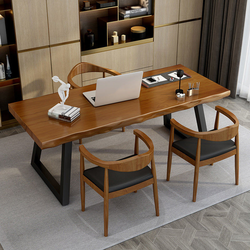 Modern Brown Top Office Desk Solid Wood Home Writing Desk for Office