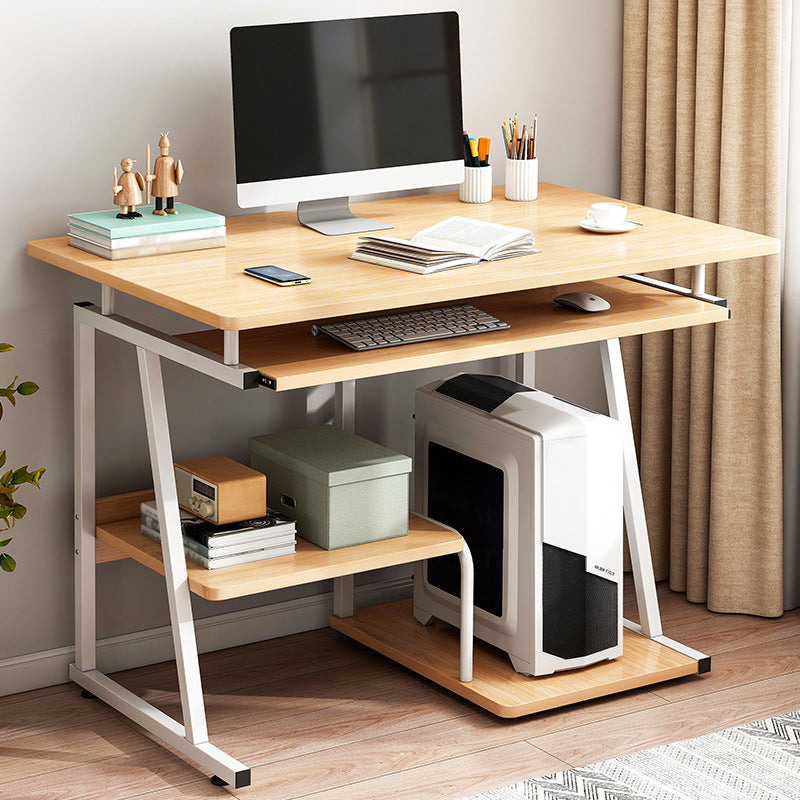 28-Inch Hight Desk Contemporary Rectangular Wooden Writing Desk with Keyboard Tray