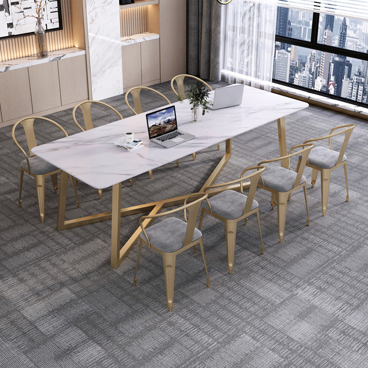 Rectangle Shape Modern Meeting Table Fixed Writing Table of Stone