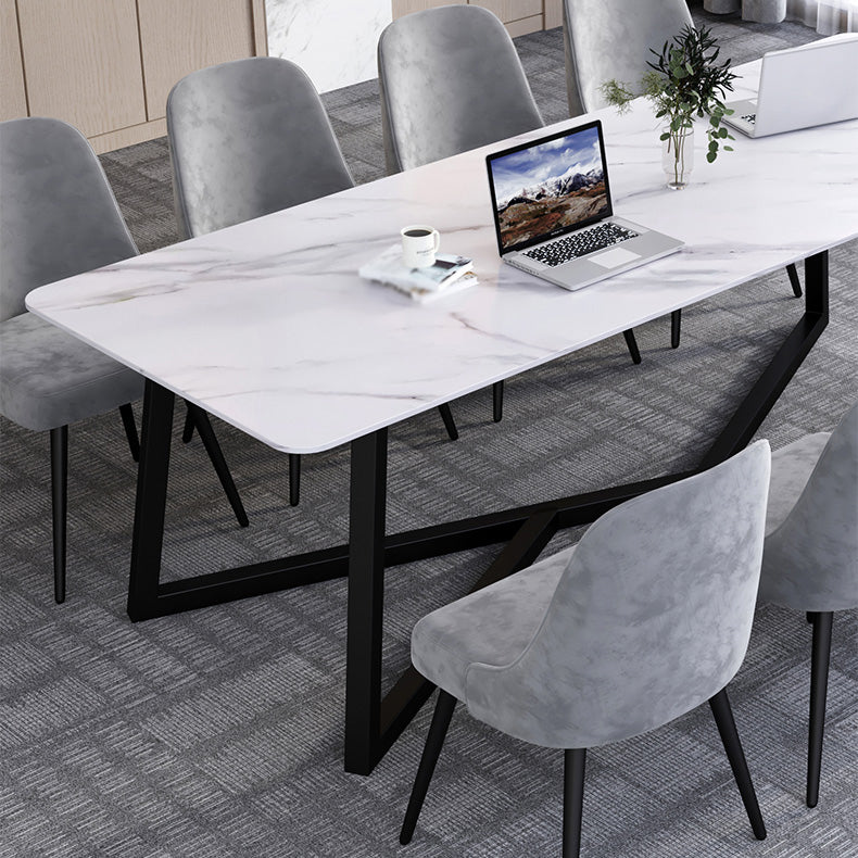 Rectangle Shape Modern Meeting Table Fixed Writing Table of Stone