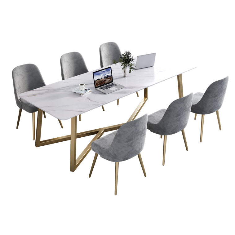 Rectangle Shape Modern Meeting Table Fixed Writing Table of Stone