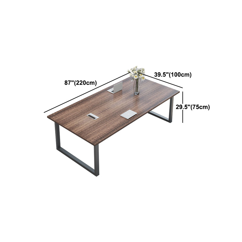 Industrial Manufactured Wood Office Desk Rectangular Desk with Metal Base