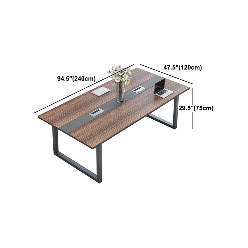 Industrial Manufactured Wood Office Desk Rectangular Desk with Metal Base