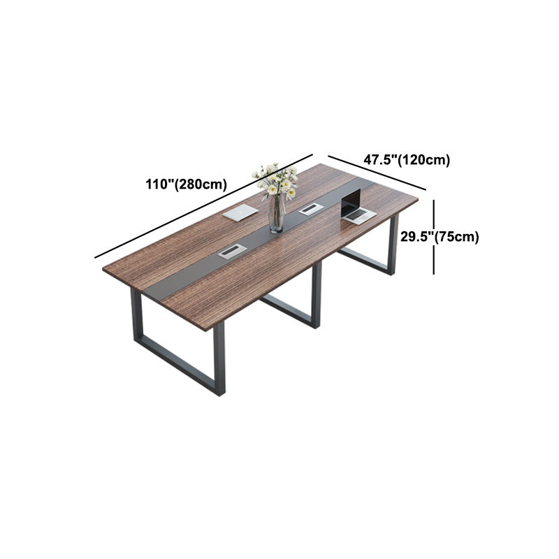 Industrial Manufactured Wood Office Desk Rectangular Desk with Metal Base