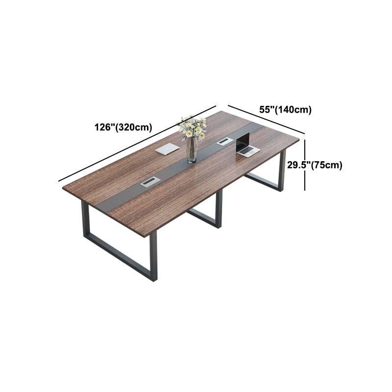 Industrial Manufactured Wood Office Desk Rectangular Desk with Metal Base