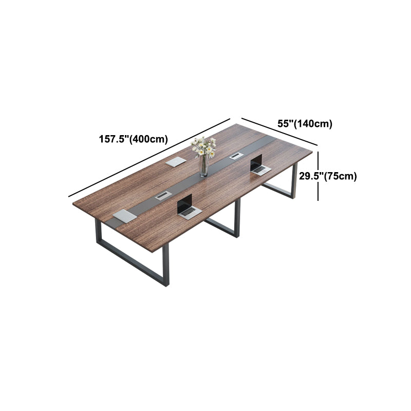 Industrial Manufactured Wood Office Desk Rectangular Desk with Metal Base