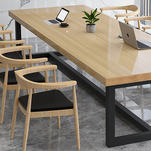 Rectangle Meeting Table Industrial Style Office Desk with Trestle Base