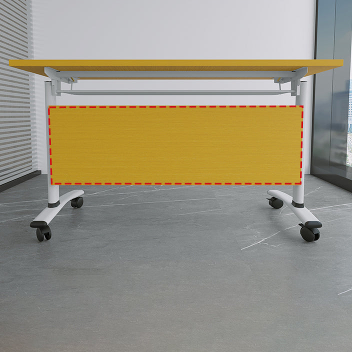 Modern Folding Office Desk Yellow Manufactured Wood Rectangular Desk