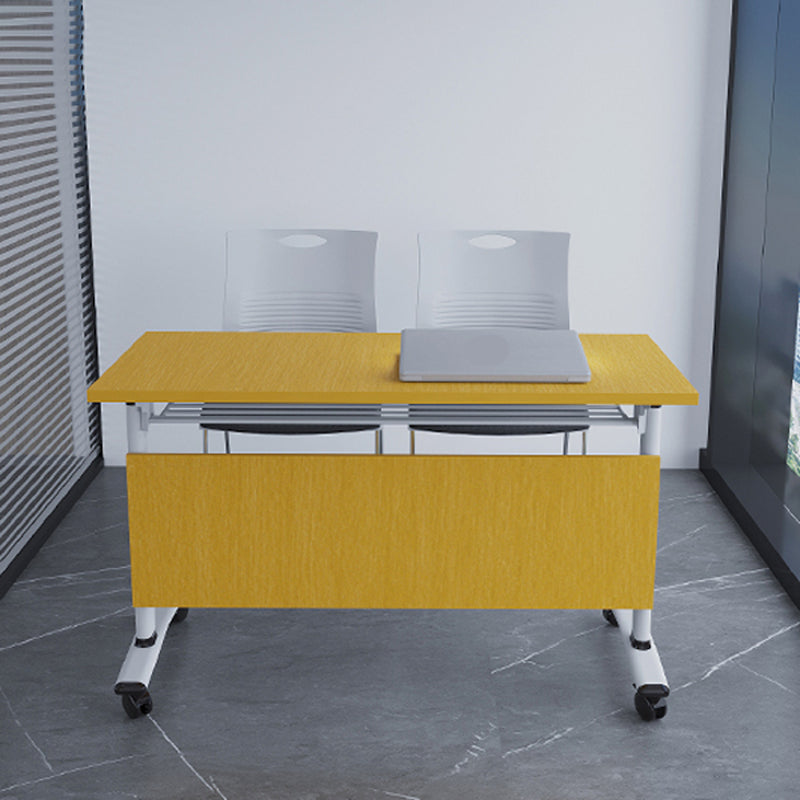 Modern Folding Office Desk Yellow Manufactured Wood Rectangular Desk