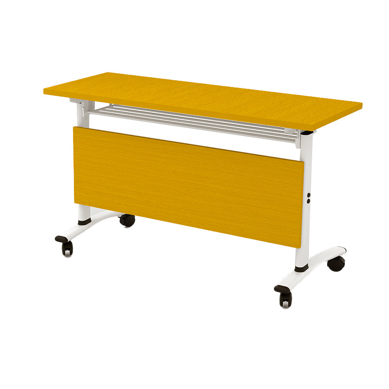 Modern Folding Office Desk Yellow Manufactured Wood Rectangular Desk