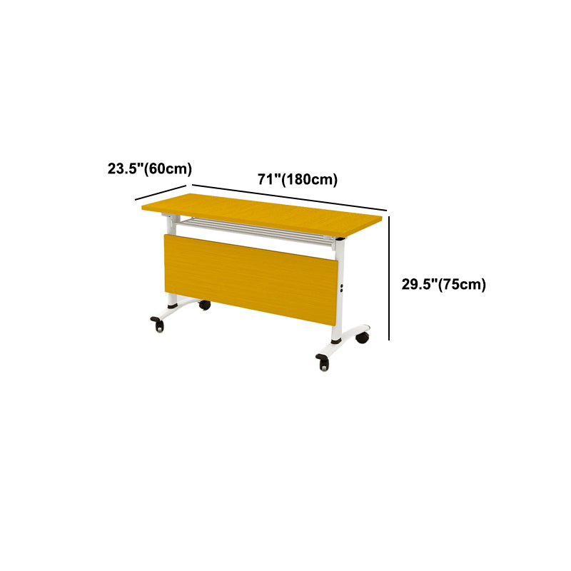 Modern Folding Office Desk Yellow Manufactured Wood Rectangular Desk