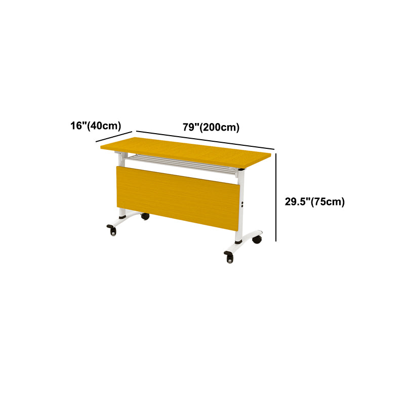 Modern Folding Office Desk Yellow Manufactured Wood Rectangular Desk