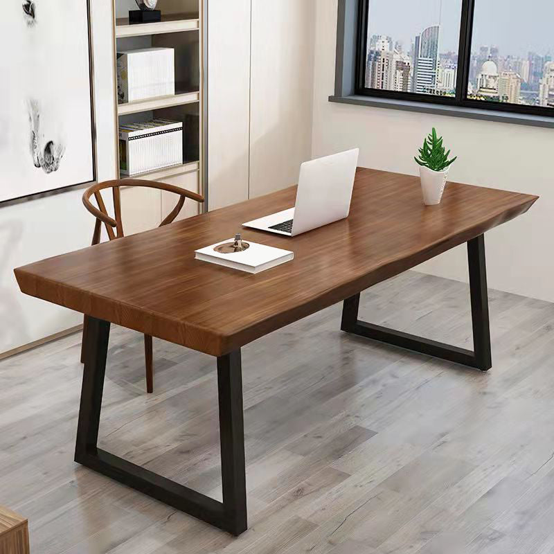 Rectangle Writing Table Industrial Solid Wood Office Desk with Seld Base