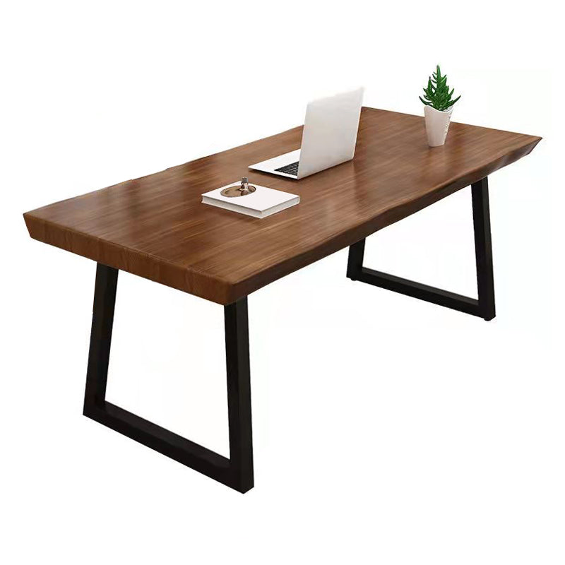 Rectangle Writing Table Industrial Solid Wood Office Desk with Seld Base