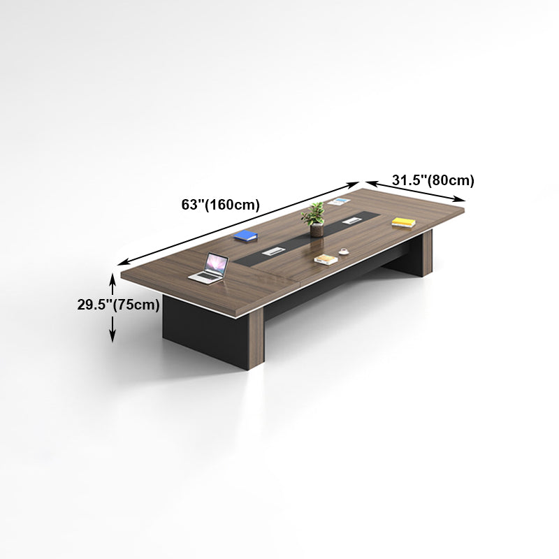 Wooden Rectangular Writing Desk Industrial Cable Management Office Desk